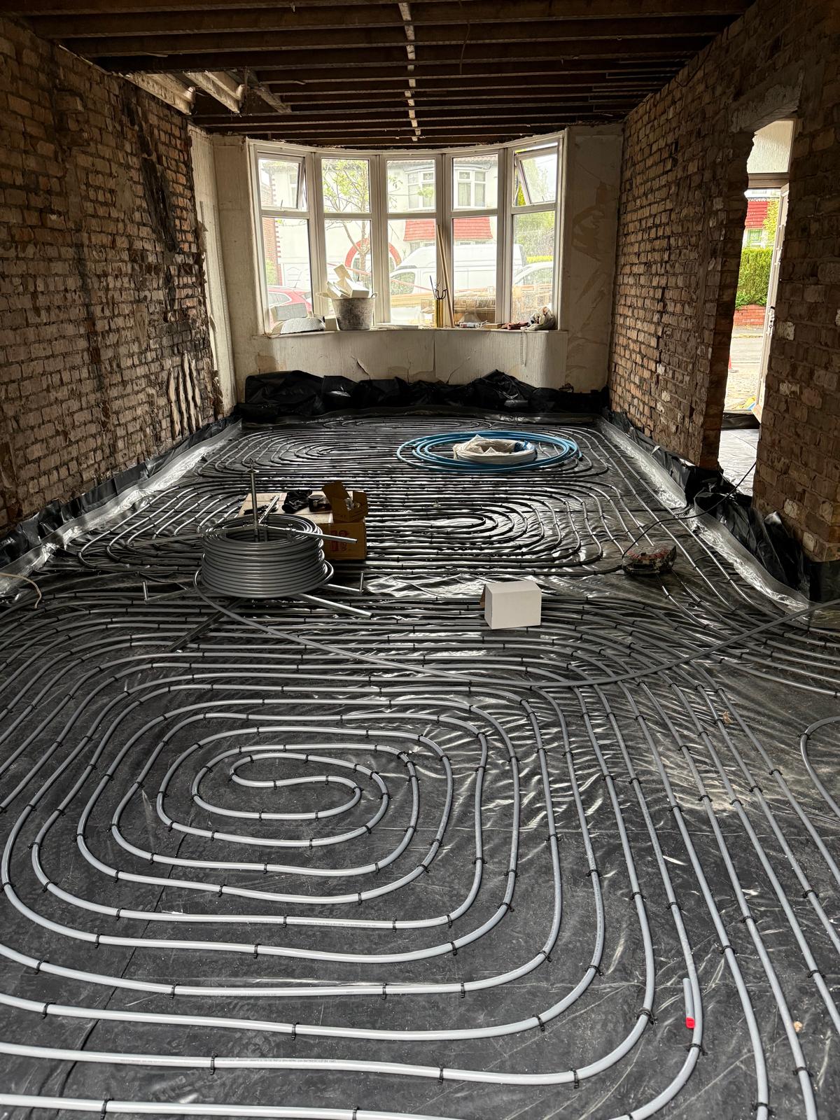 Retrofit floor milling underway in a Cheshire property