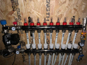 Example of an underfloor heating system manifold