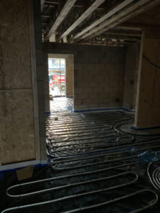 Example of a concrete screed underfloor heating installation